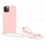 Wholesale Crossbody Lanyard Neck Strap Adjustable Necklace Pro Silicone Case Bag for iPhone 12 / 12 Pro 6.1 (Pink)